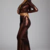 Zahra Mid Rise Metallic Jersey Rock in Kupferbronze Zahra Mid Rise Metallic Jersey Rock in Kupferbronze