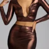 Zahra Mid Rise Metallic Jersey Rock in Kupferbronze Zahra Mid Rise Metallic Jersey Rock in Kupferbronze