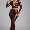 Zahra Mid Rise Metallic Jersey Rock in Kupferbronze Zahra Mid Rise Metallic Jersey Rock in Kupferbronze