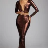 Zahra Mid Rise Metallic Jersey Rock in Kupferbronze Zahra Mid Rise Metallic Jersey Rock in Kupferbronze