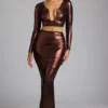 Zahra Mid Rise Metallic Jersey Rock in Kupferbronze Zahra Mid Rise Metallic Jersey Rock in Kupferbronze