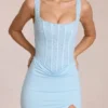 Zalia Spitzenkorsett-Maxikleid in Puderblau Zalia Spitzenkorsett-Maxikleid in Puderblau