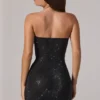 Zara verziertes Bandeau-Minikleid mit Cowl-Taille in Schwarz Zara verziertes Bandeau-Minikleid mit Cowl-Taille in Schwarz