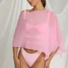 Zarayah Transparenter Poncho in Candyfloss Pink