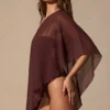 Zarayah Transparenter Poncho in Espressobraun