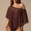 Zarayah Transparenter Poncho in Espressobraun