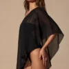 Zarayah Transparenter Poncho in Schwarz