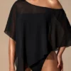 Zarayah Transparenter Poncho in Schwarz