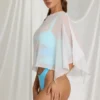 Zarayah Transparenter Poncho in Weiß