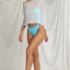 Zarayah Transparenter Poncho in Weiß