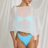 Zarayah Transparenter Poncho in Weiß