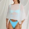 Zarayah Transparenter Poncho in Weiß