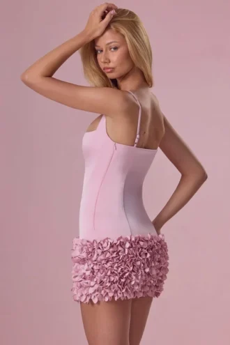 Zelia Satin-Minikleid in Blush Pink