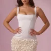 Zelia Satin-Minikleid in Elfenbein