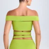 Zene Crop-Top mit Cut-outs und schulterfreiem Ausschnitt in Limettengrün Zene Crop-Top mit Cut-outs und schulterfreiem Ausschnitt in Limettengrün