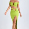 Zene Crop-Top mit Cut-outs und schulterfreiem Ausschnitt in Limettengrün Zene Crop-Top mit Cut-outs und schulterfreiem Ausschnitt in Limettengrün