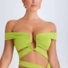 Zene Crop-Top mit Cut-outs und schulterfreiem Ausschnitt in Limettengrün Zene Crop-Top mit Cut-outs und schulterfreiem Ausschnitt in Limettengrün