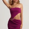 Zephyr strukturiertes Jersey-Minikleid mit asymmetrischem Schnitt in Beeren-Lila Zephyr strukturiertes Jersey-Minikleid mit asymmetrischem Schnitt in Beeren-Lila