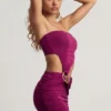 Zephyr strukturiertes Jersey-Minikleid mit asymmetrischem Schnitt in Beeren-Lila Zephyr strukturiertes Jersey-Minikleid mit asymmetrischem Schnitt in Beeren-Lila