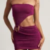 Zephyr strukturiertes Jersey-Minikleid mit asymmetrischem Schnitt in Beeren-Lila Zephyr strukturiertes Jersey-Minikleid mit asymmetrischem Schnitt in Beeren-Lila