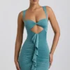 Zivanka Minikleid aus Slinky-Jersey mit Cut-outs und Rüschenbesatz in Seegrün Zivanka Minikleid aus Slinky-Jersey mit Cut-outs und Rüschenbesatz in Seegrün
