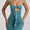 Zivanka Minikleid aus Slinky-Jersey mit Cut-outs und Rüschenbesatz in Seegrün Zivanka Minikleid aus Slinky-Jersey mit Cut-outs und Rüschenbesatz in Seegrün