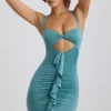 Zivanka Minikleid aus Slinky-Jersey mit Cut-outs und Rüschenbesatz in Seegrün Zivanka Minikleid aus Slinky-Jersey mit Cut-outs und Rüschenbesatz in Seegrün