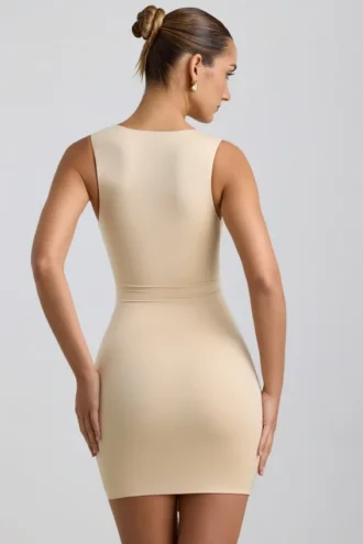 Zivanka Slinky Jersey Cut-Out Rüschen-Minikleid in Buttercream