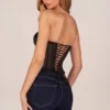 Zoa Bandeau-Korsett-Oberteil mit Schnürung in Schwarz Zoa Bandeau-Korsett-Oberteil mit Schnürung in Schwarz