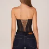 Zoa Bandeau-Korsett-Oberteil mit Schnürung in Schwarz Zoa Bandeau-Korsett-Oberteil mit Schnürung in Schwarz
