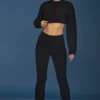 Zopfmuster-Hose mit Umschlag und ausgestelltem Bein in Schwarz Zopfmuster-Hose mit Umschlag und ausgestelltem Bein in Schwarz