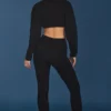 Zopfmuster-Hose mit Umschlag und ausgestelltem Bein in Schwarz Zopfmuster-Hose mit Umschlag und ausgestelltem Bein in Schwarz