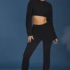 Zopfmuster-Hose mit Umschlag und ausgestelltem Bein in Schwarz Zopfmuster-Hose mit Umschlag und ausgestelltem Bein in Schwarz
