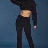 Zopfmuster-Hose mit Umschlag und ausgestelltem Bein in Schwarz Zopfmuster-Hose mit Umschlag und ausgestelltem Bein in Schwarz