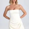 Zoyna Drapiertes A-Linien-Minikleid in Elfenbein